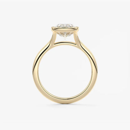 Custom made aeris elongated cushion bezel engagement ring | diamond lab