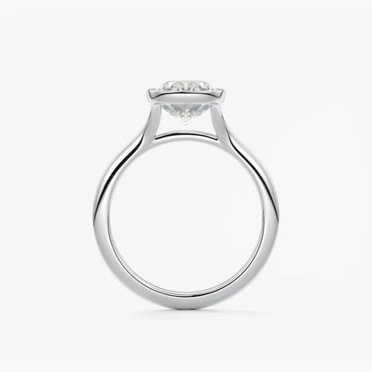 Custom made aeris elongated cushion bezel engagement ring | diamond lab