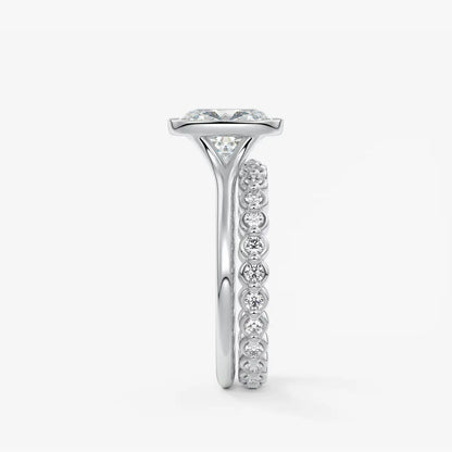 Custom made aeris elongated cushion bezel engagement ring | diamond lab