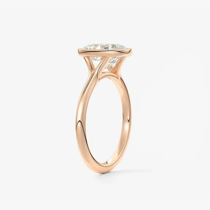 Custom made aeris elongated cushion bezel engagement ring | diamond lab