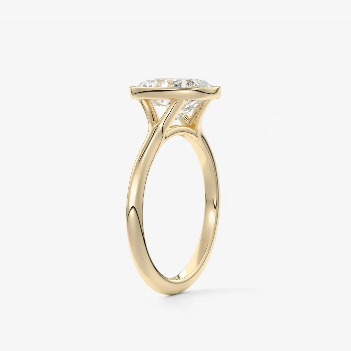 Custom made aeris elongated cushion bezel engagement ring | diamond lab