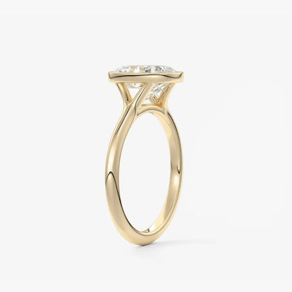Custom made aeris elongated cushion bezel engagement ring | diamond lab