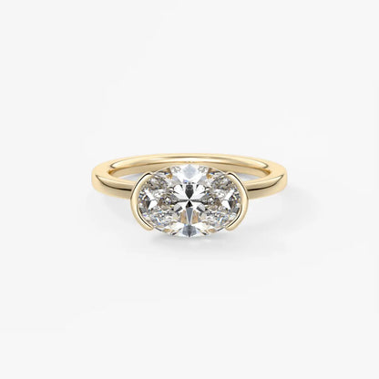 Custom made alosta oval east-west half bezel ring | lab diamond or moissanite