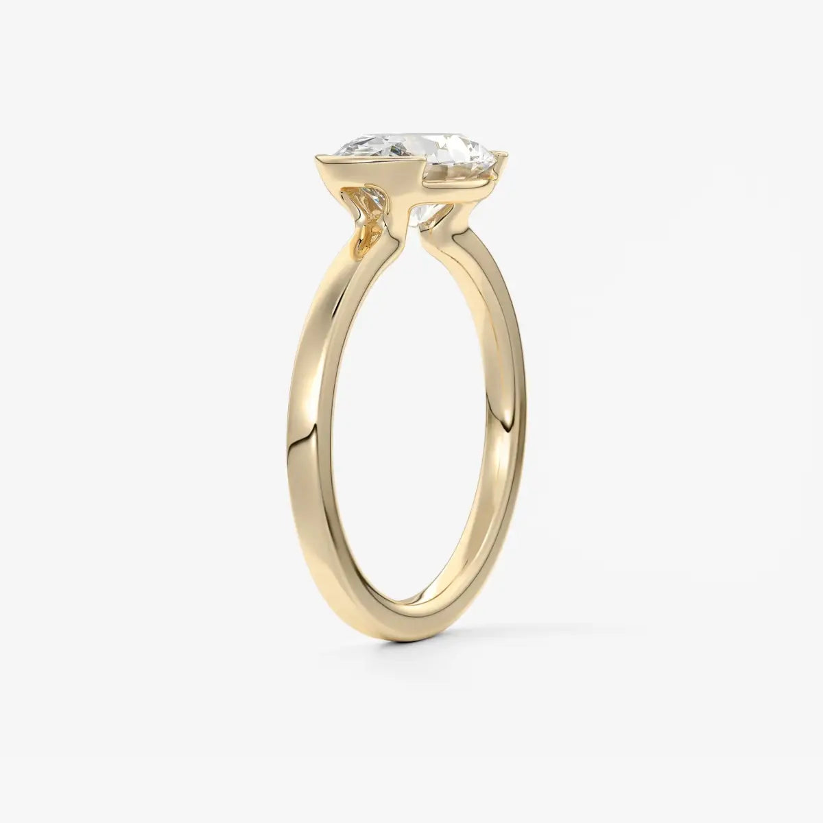 Custom made alosta oval east-west half bezel ring | lab diamond or moissanite