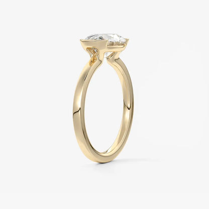 Custom made alosta oval east-west half bezel ring | lab diamond or moissanite