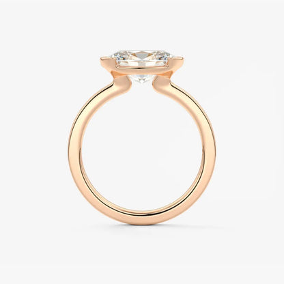 Custom made alosta oval east-west half bezel ring | lab diamond or moissanite