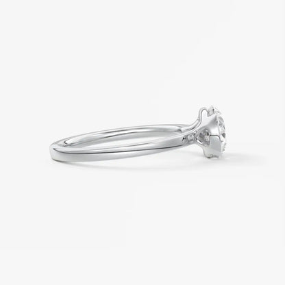 Custom made alosta oval east-west half bezel ring | lab diamond or moissanite