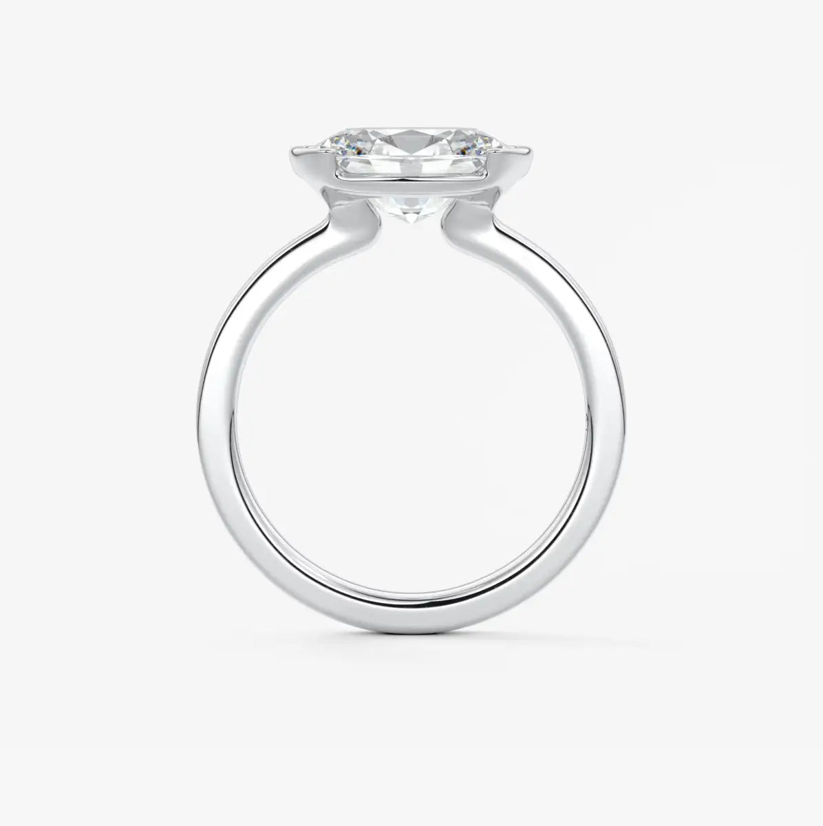 Custom made alosta oval east-west half bezel ring | lab diamond or moissanite