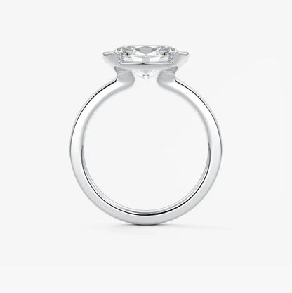 Custom made alosta oval east-west half bezel ring | lab diamond or moissanite