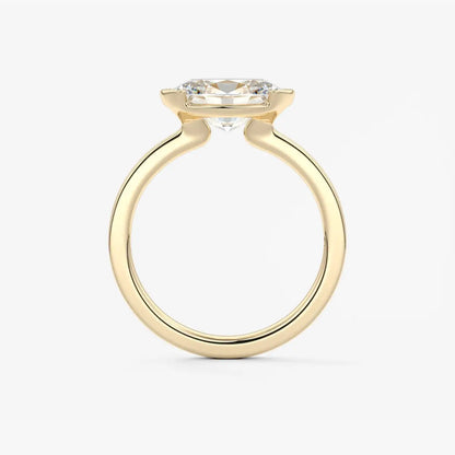 Custom made alosta oval east-west half bezel ring | lab diamond or moissanite