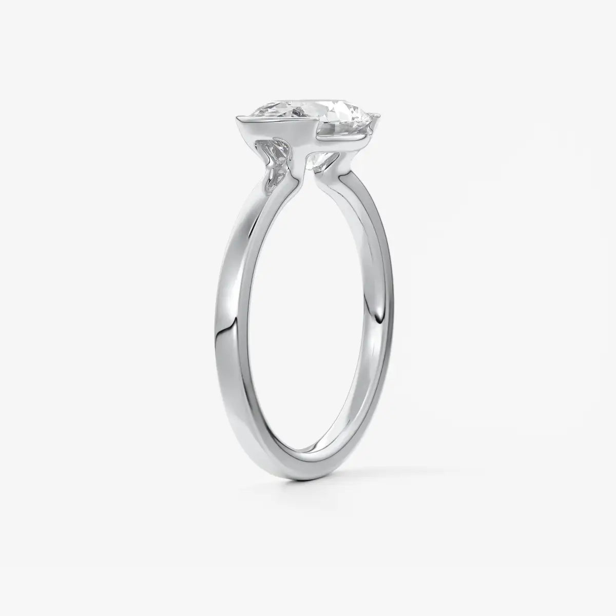 Custom made alosta oval east-west half bezel ring | lab diamond or moissanite