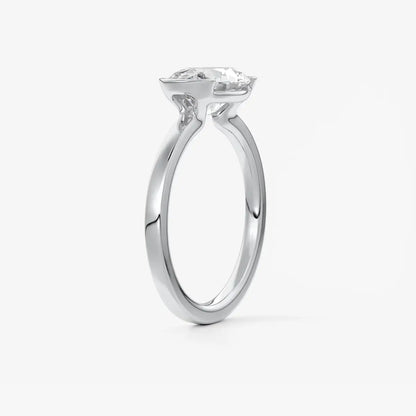Custom made alosta oval east-west half bezel ring | lab diamond or moissanite