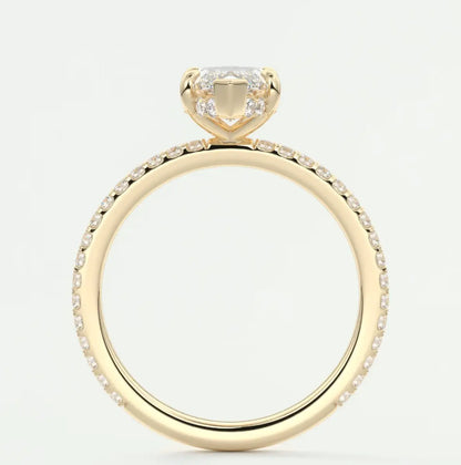 Custom made amelie marquise hidden halo engagement ring | diamond lab