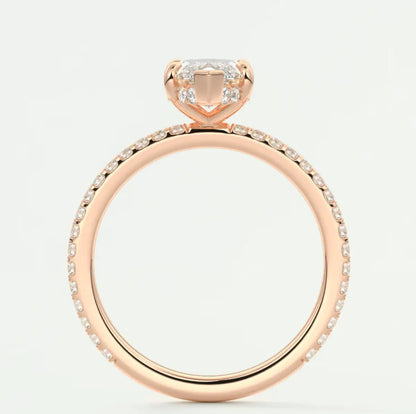 Custom made amelie marquise hidden halo engagement ring | diamond lab