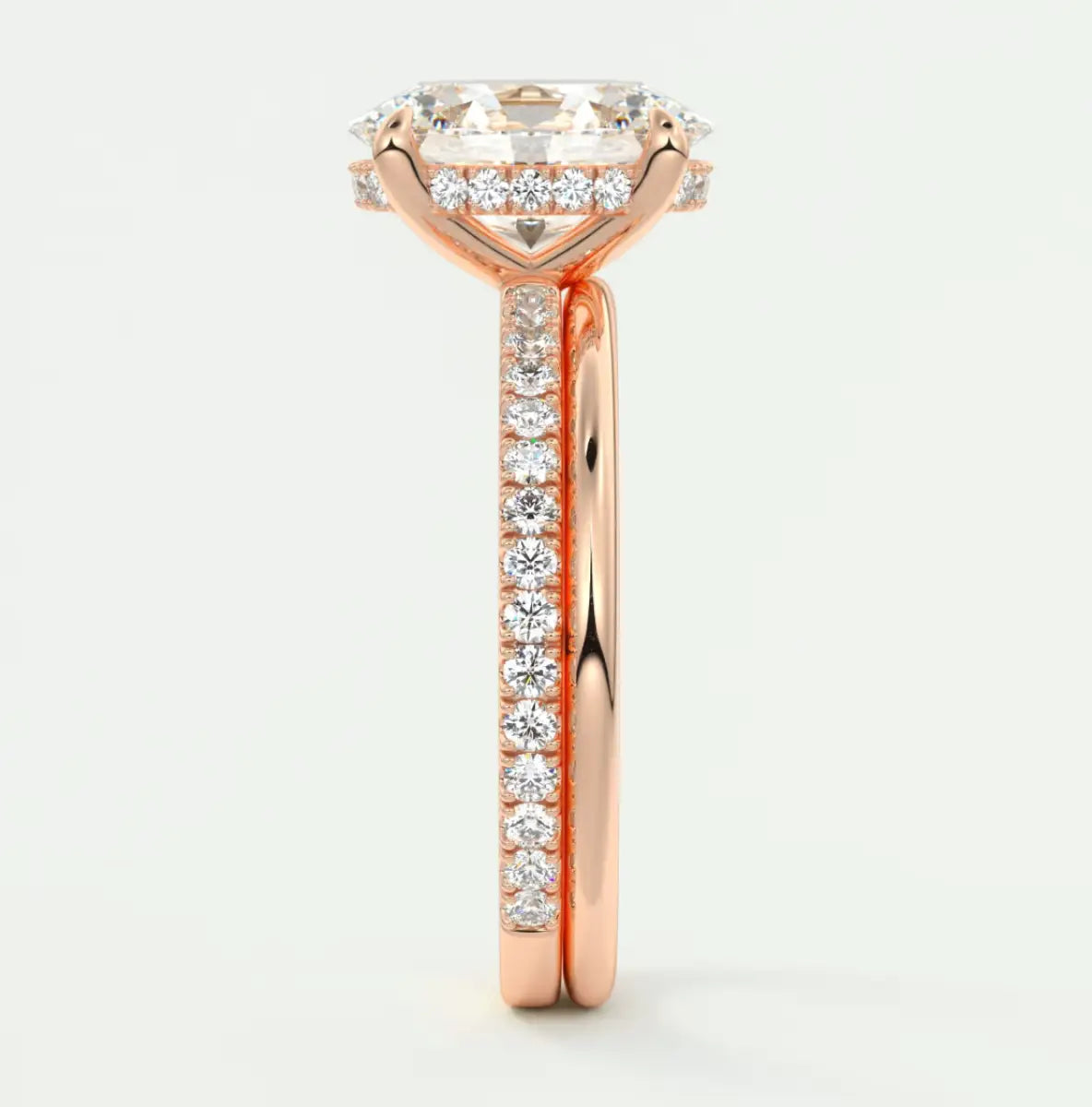 Custom made amelie oval hidden halo engagement ring | diamond lab