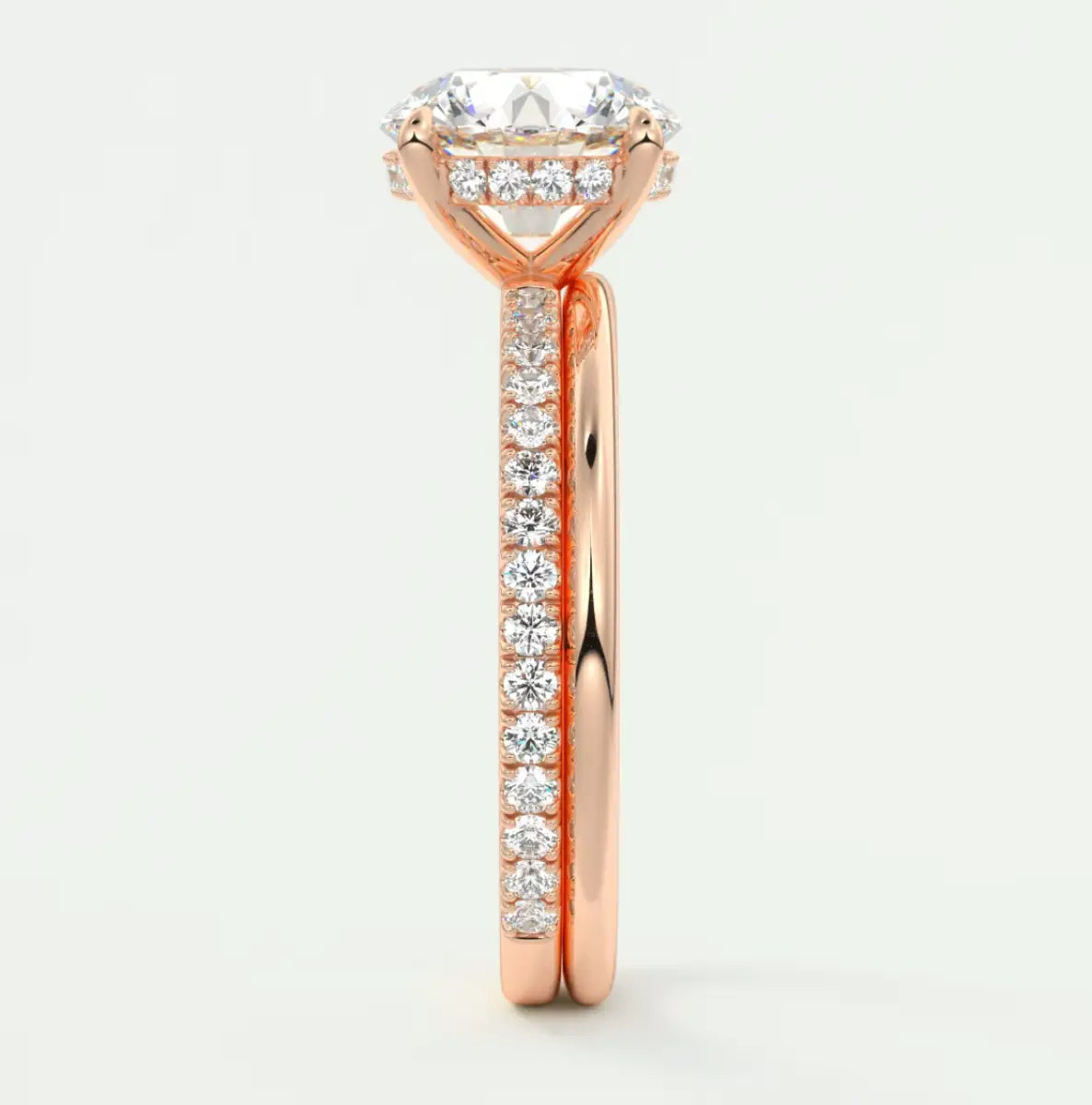 Custom made amelie round hidden halo engagement ring | diamond lab