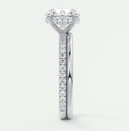 Custom made amelie round hidden halo engagement ring | diamond lab