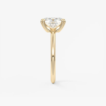 Custom made aura glide elongated cushion solitaire ring – lab diamond or moissanite