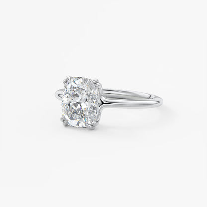 Custom made aura glide elongated cushion solitaire ring – lab diamond or moissanite