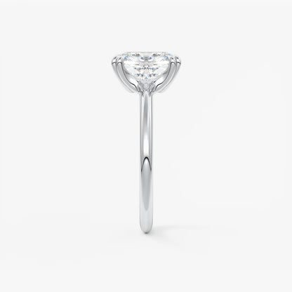 Custom made aura glide elongated cushion solitaire ring – lab diamond or moissanite