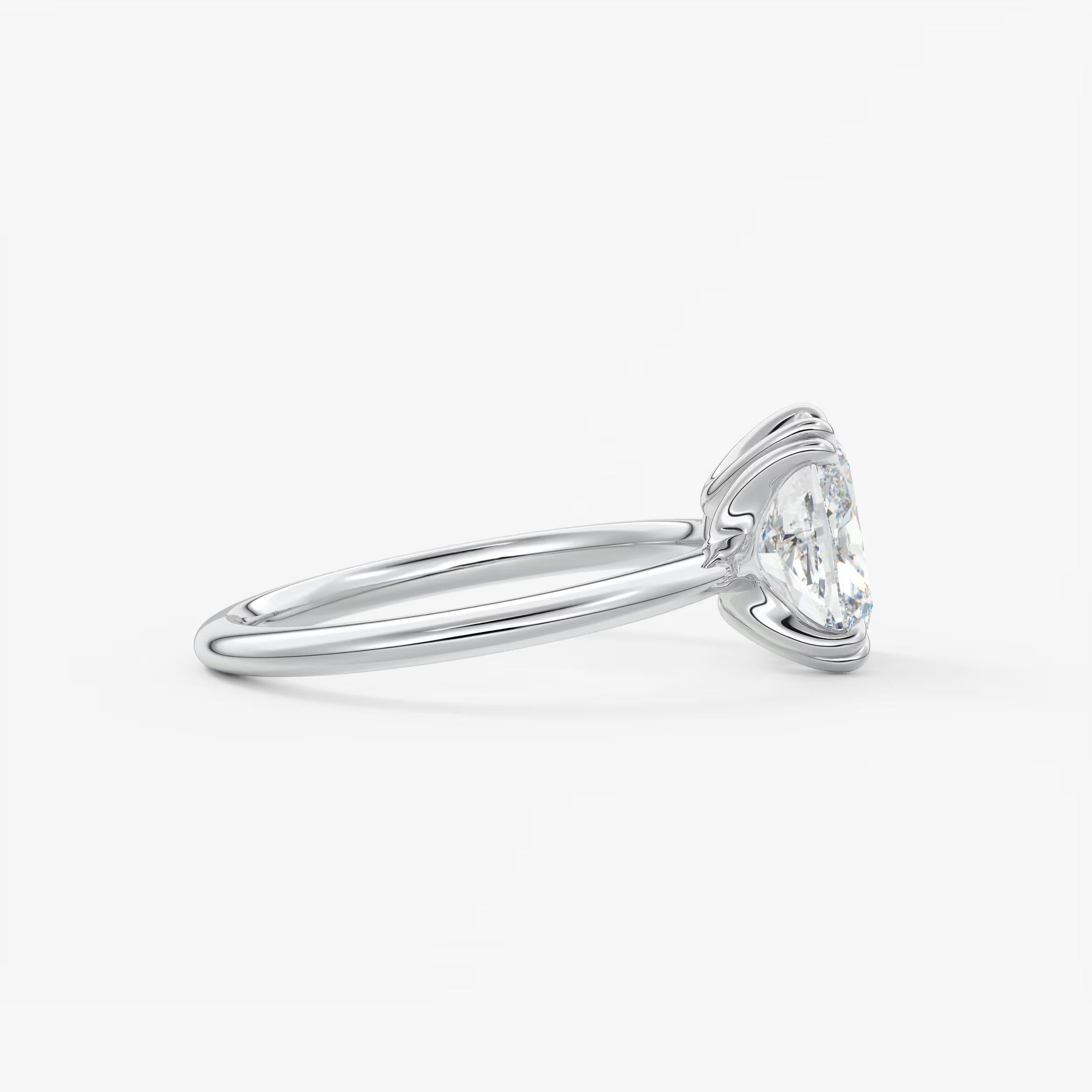 Custom made aura glide elongated cushion solitaire ring – lab diamond or moissanite