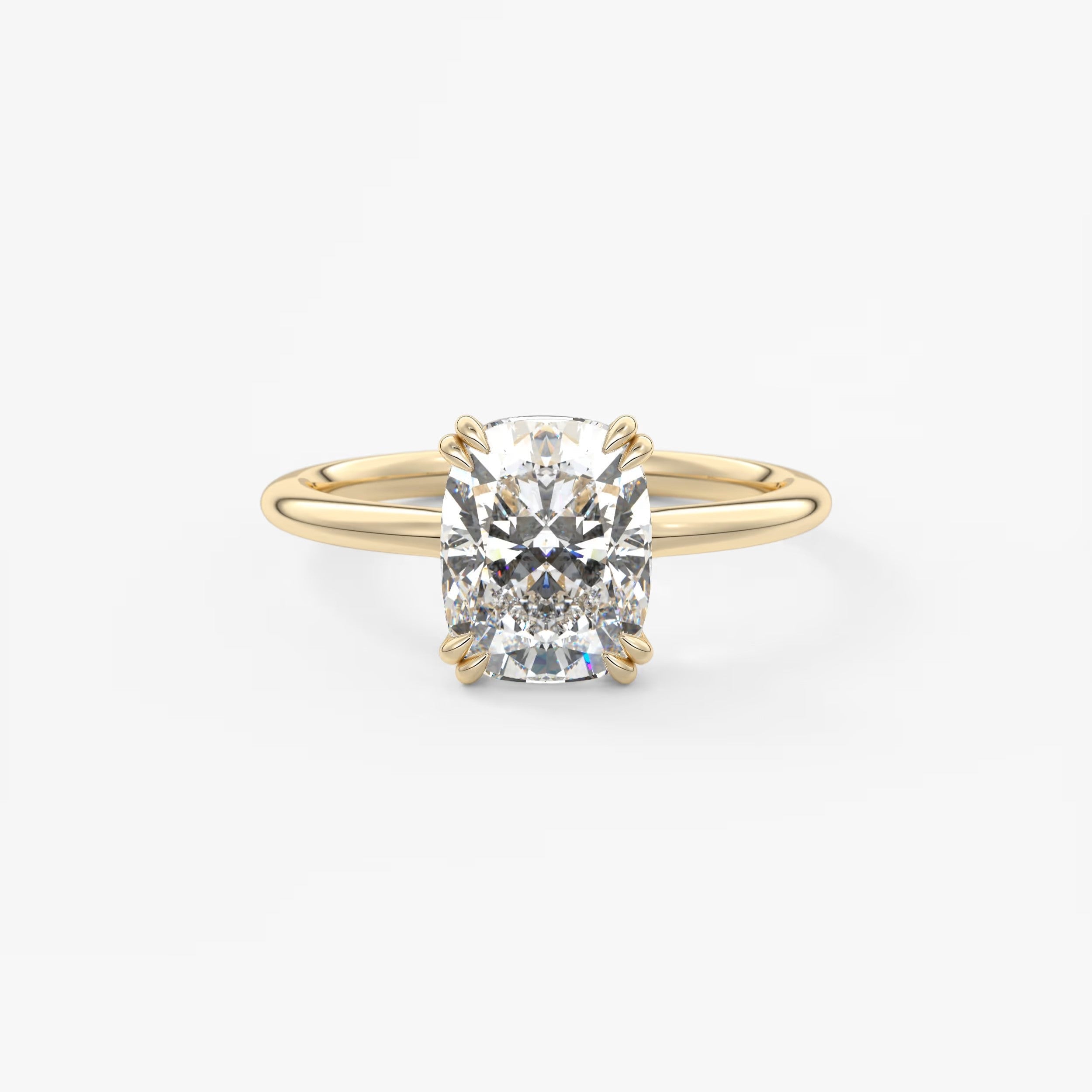 Custom made aura glide elongated cushion solitaire ring – lab diamond or moissanite