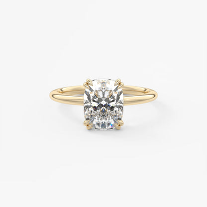 Custom made aura glide elongated cushion solitaire ring – lab diamond or moissanite