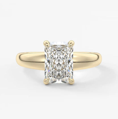 Custom made aura tapered radiant solitaire engagement ring | diamond lab