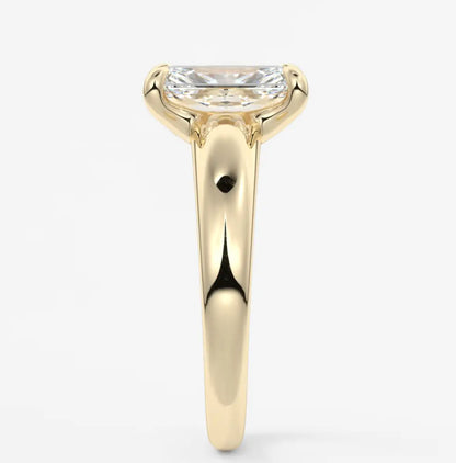 Custom made aura tapered radiant solitaire engagement ring | diamond lab