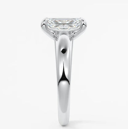 Custom made aura tapered radiant solitaire engagement ring | diamond lab