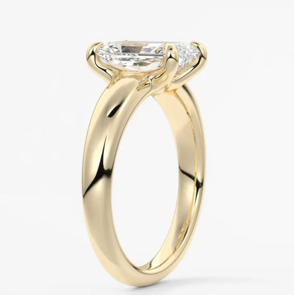 Custom made aura tapered radiant solitaire engagement ring | diamond lab