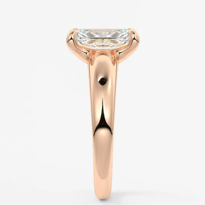 Custom made aura tapered radiant solitaire engagement ring | diamond lab
