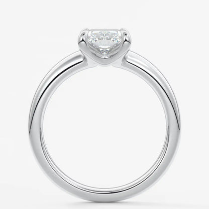 Custom made aura tapered radiant solitaire engagement ring | diamond lab