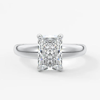 Custom made aura tapered radiant solitaire engagement ring | diamond lab