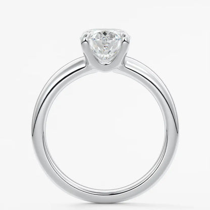 Custom made aura tapered oval solitaire engagement ring – lab diamond or moissanite