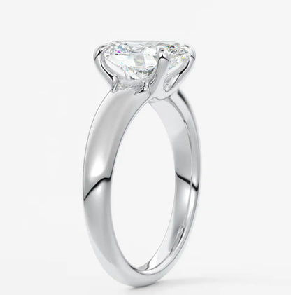 Custom made aura tapered oval solitaire engagement ring – lab diamond or moissanite