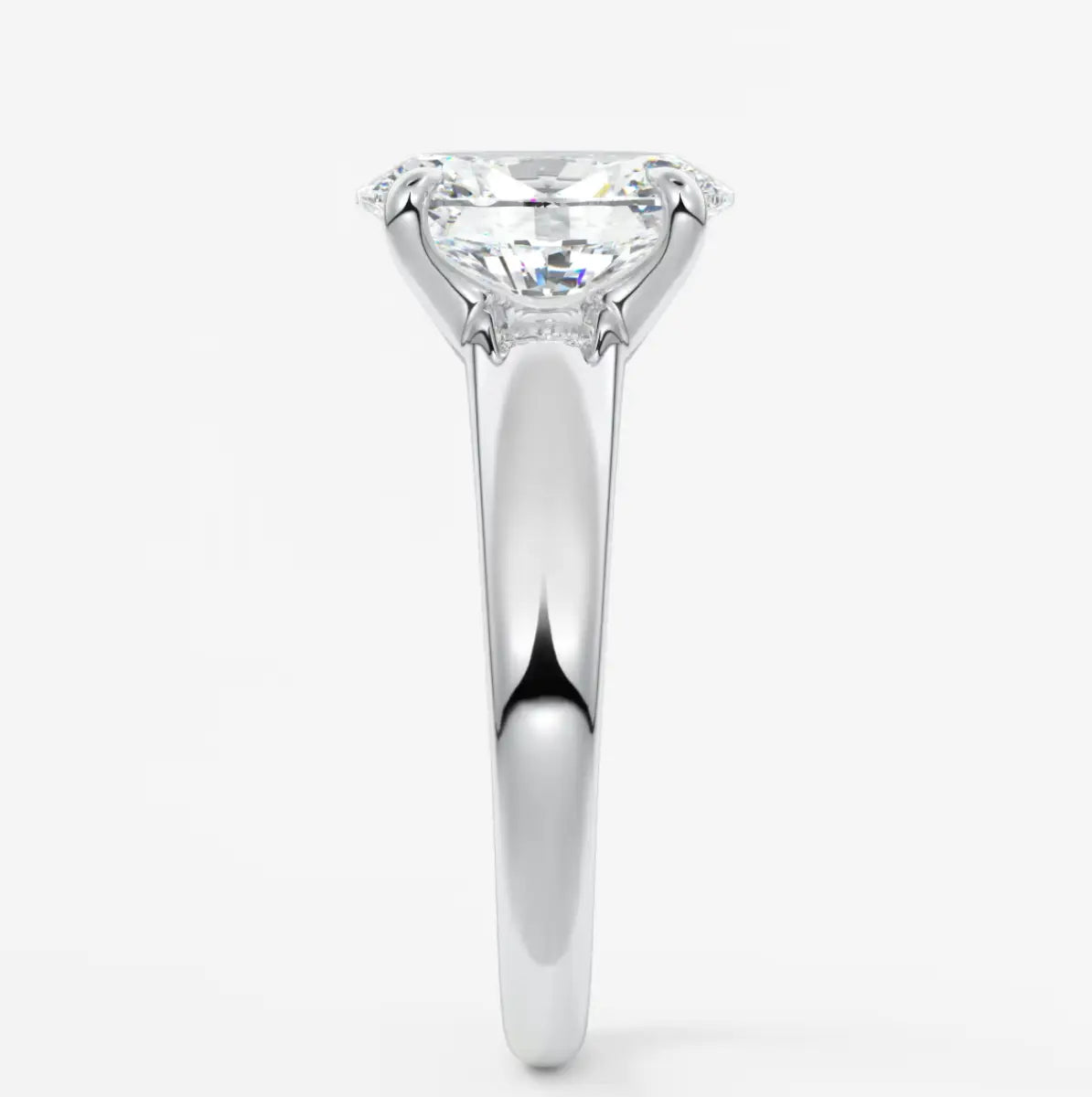 Custom made aura tapered oval solitaire engagement ring – lab diamond or moissanite