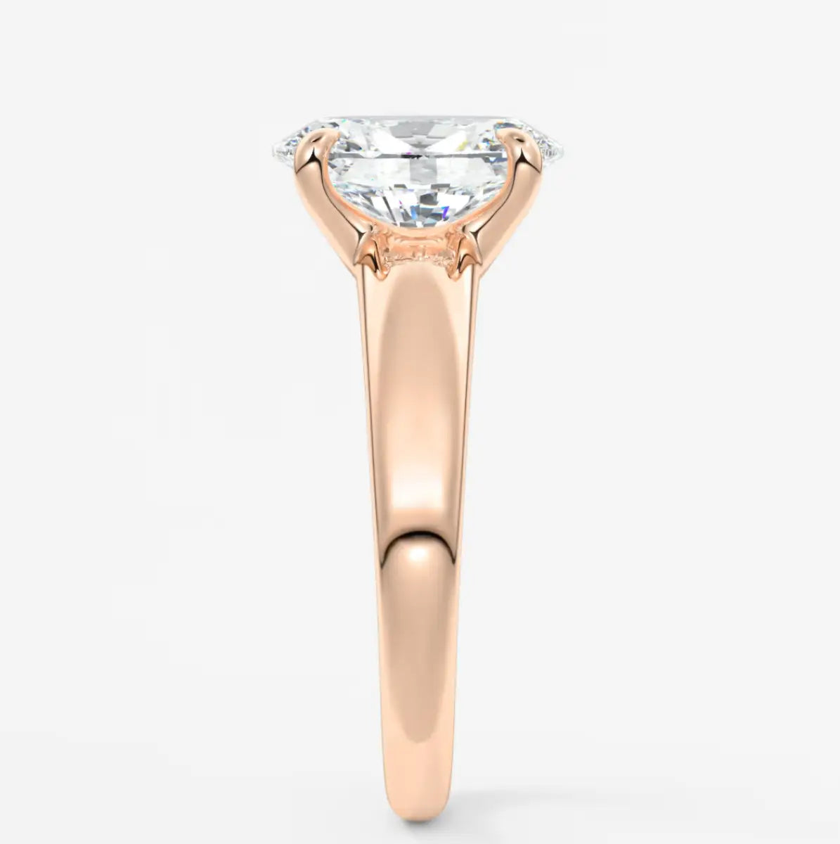 Custom made aura tapered oval solitaire engagement ring – lab diamond or moissanite