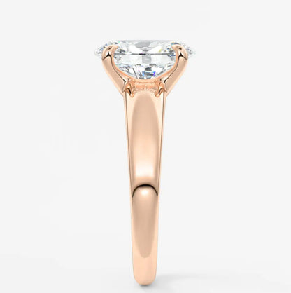 Custom made aura tapered oval solitaire engagement ring – lab diamond or moissanite
