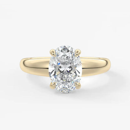 Custom made aura tapered oval solitaire engagement ring – lab diamond or moissanite