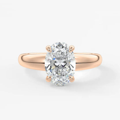 Custom made aura tapered oval solitaire engagement ring – lab diamond or moissanite