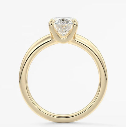 Custom made aura tapered oval solitaire engagement ring – lab diamond or moissanite