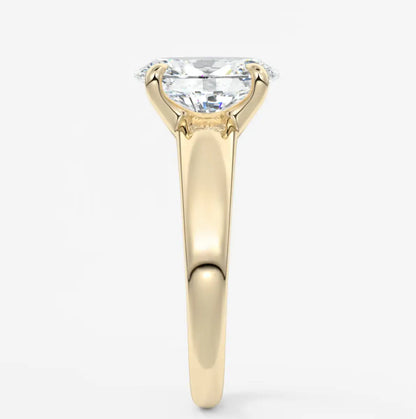 Custom made aura tapered oval solitaire engagement ring – lab diamond or moissanite