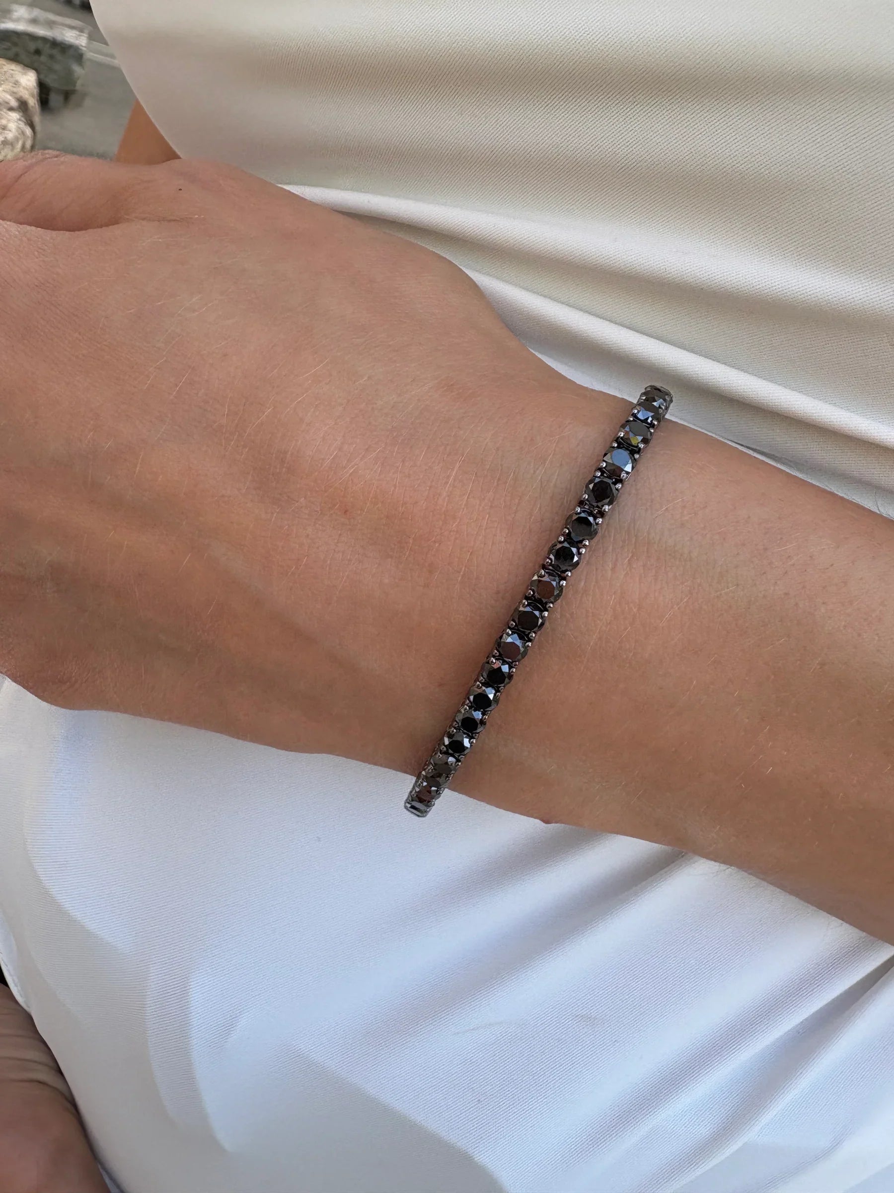 Custom made black lab diamond tennis bracelet