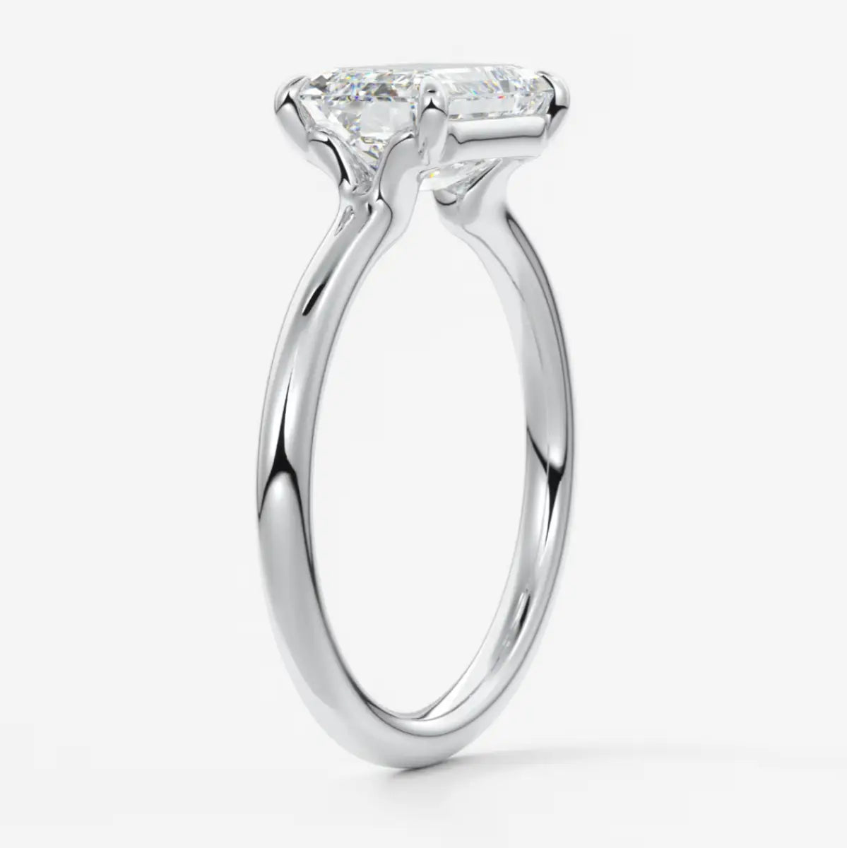 Custom made east-west emerald solitaire engagement ring | lab diamond or moissanite –