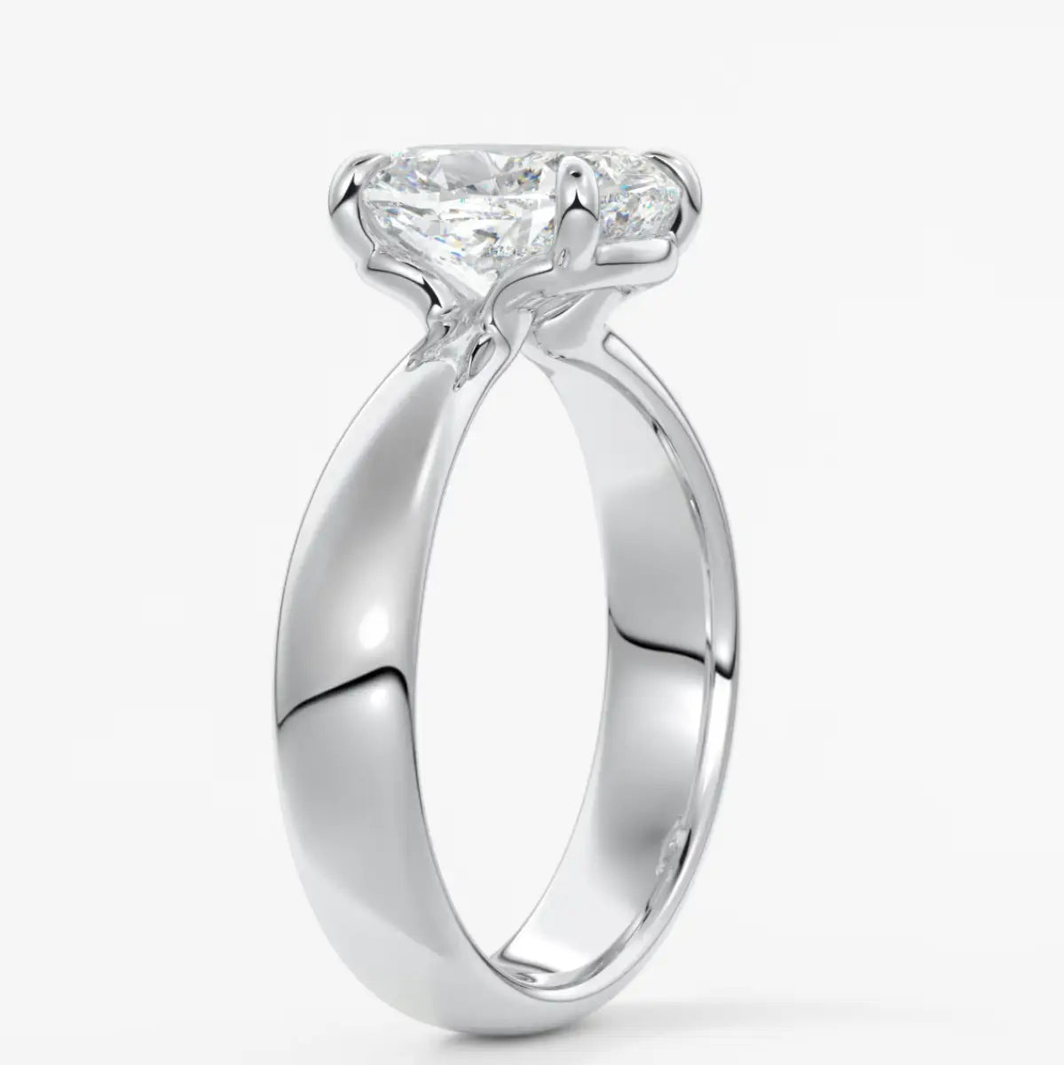 Custom made tapered elongated cushion solitaire ring | diamond lab australia