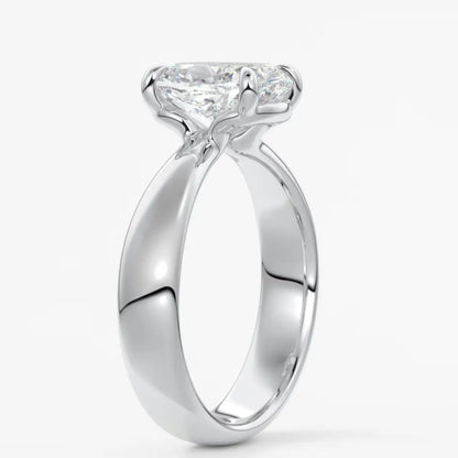 Custom made tapered elongated cushion solitaire ring | diamond lab australia