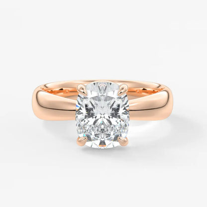 Custom made tapered elongated cushion solitaire ring | diamond lab australia