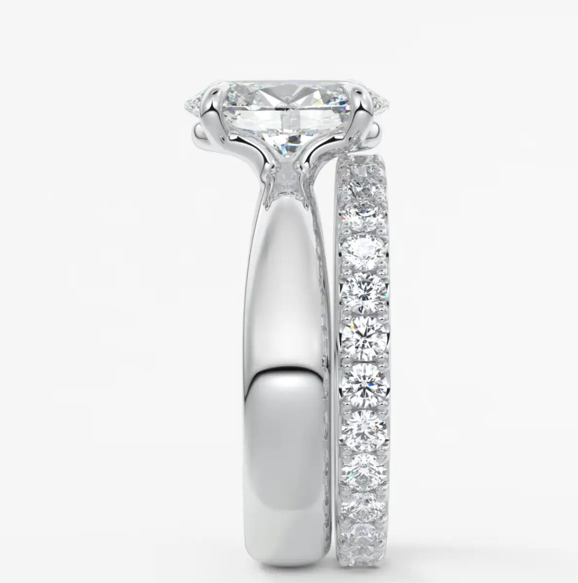 Custom made tapered oval solitaire engagement ring | lab diamond or moissanite