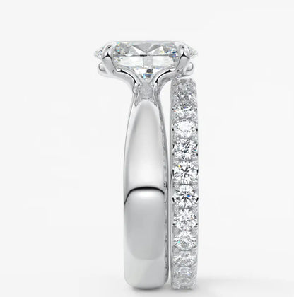 Custom made tapered oval solitaire engagement ring | lab diamond or moissanite
